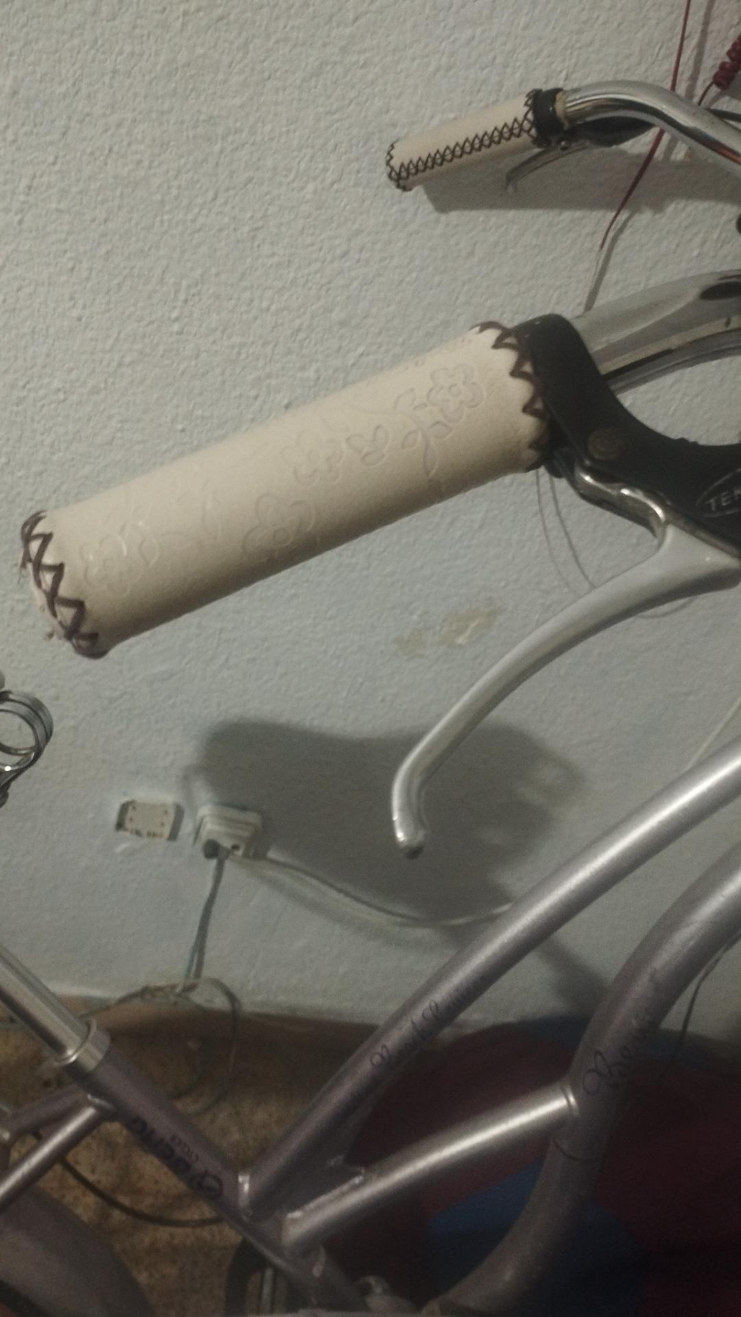 Foto de Bicicleta clásica americana  con asiento de cuero y manecillas de cuero clásica de paseo