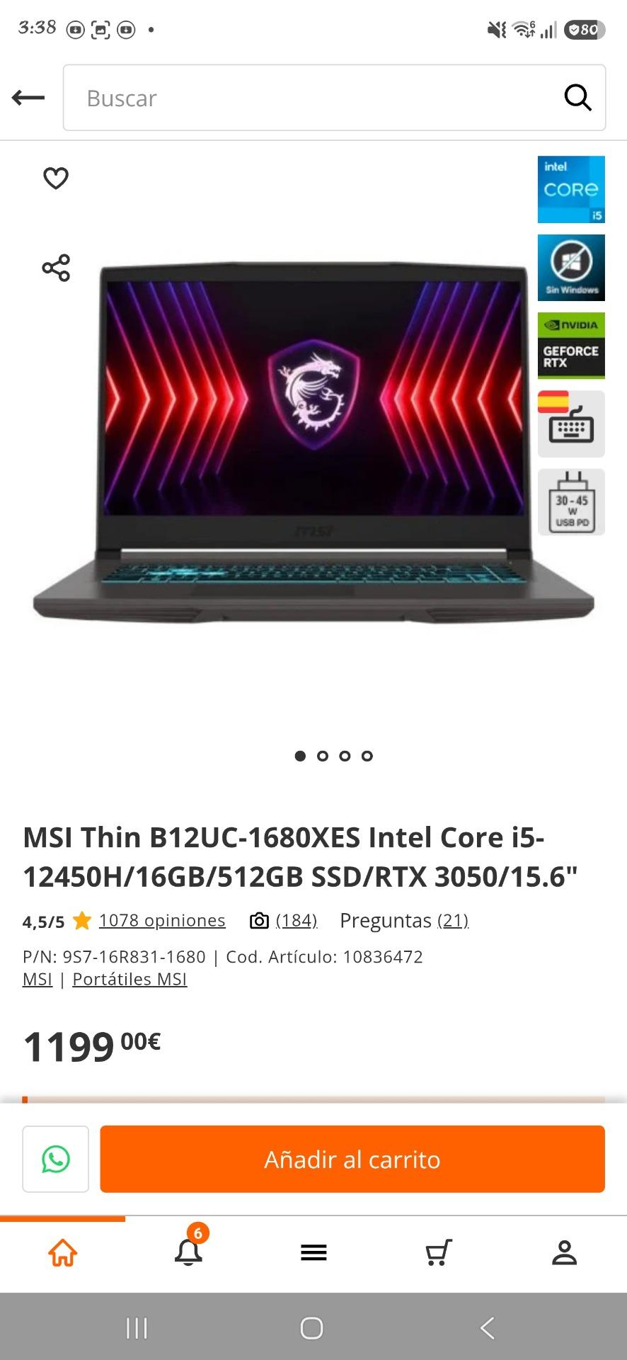 Foto 4 de Portatil MSI Thin B12UC-1680XES