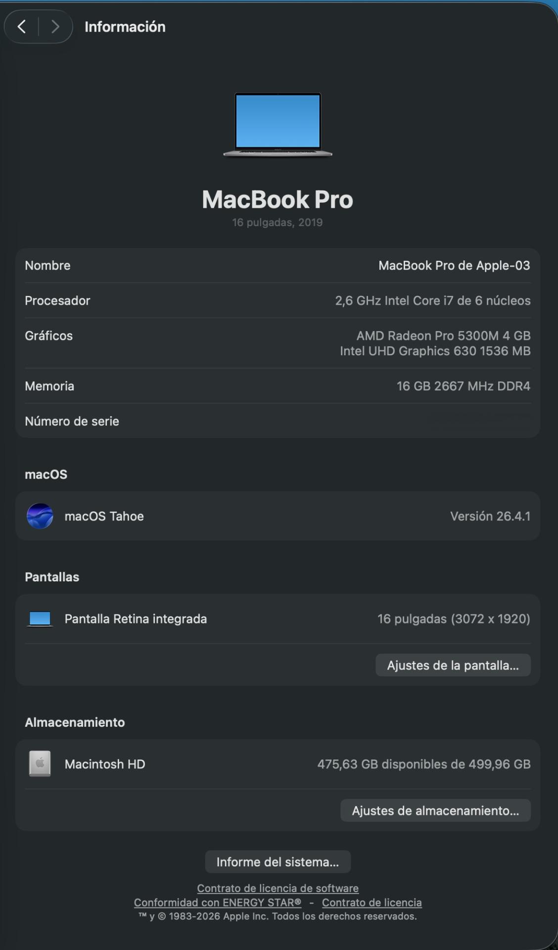 Foto 4 de MacBook Pro A2141 500GB 16GB RAM