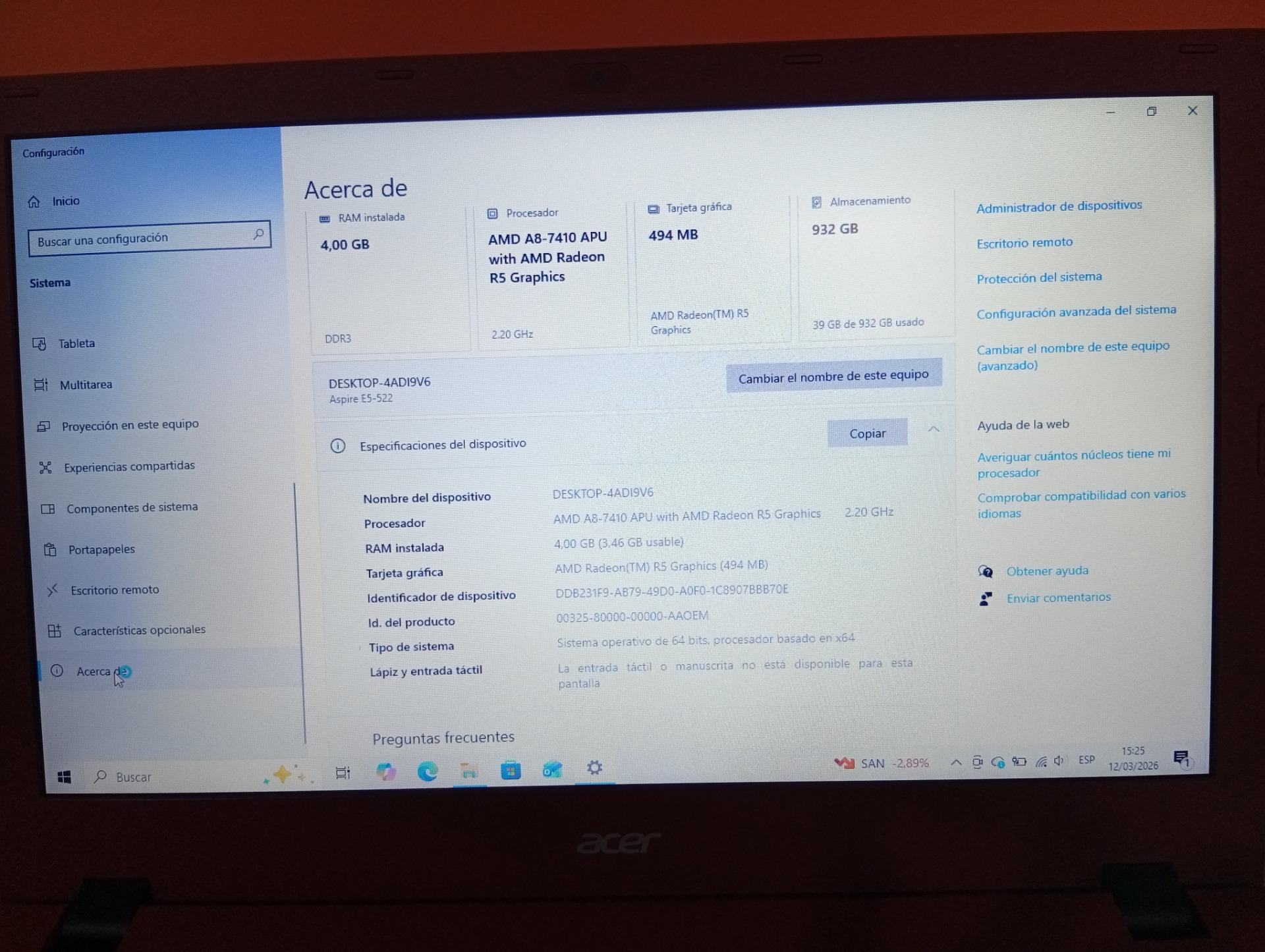 Foto 6 de Portátil Acer 