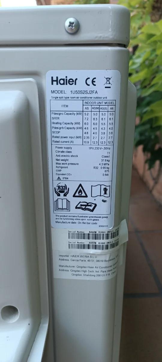 Foto 4 de AIRE ACONDICIONADO HAIER 6000 FRIGO CALOR-FRIO NUEVO
